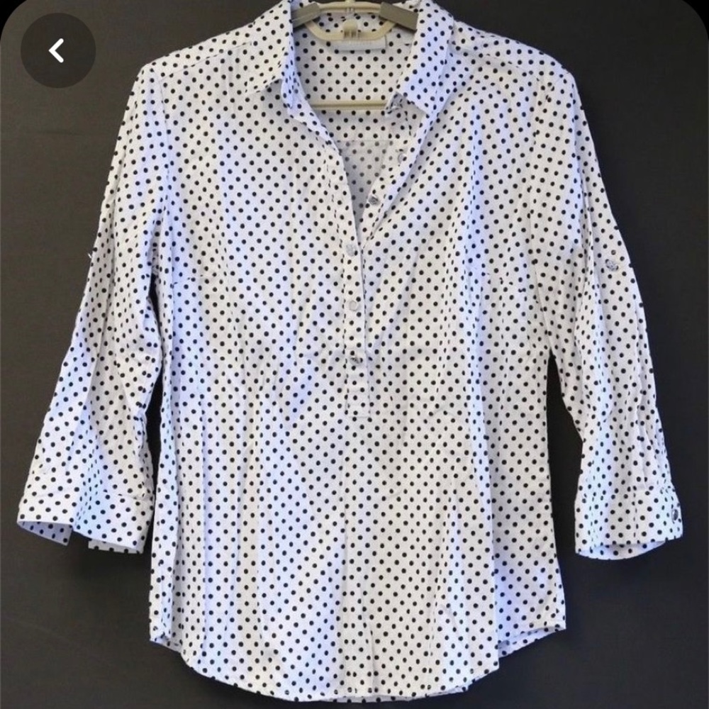 NY & Co | Polka dot 3/4 Stretch Sleeve Shirt
